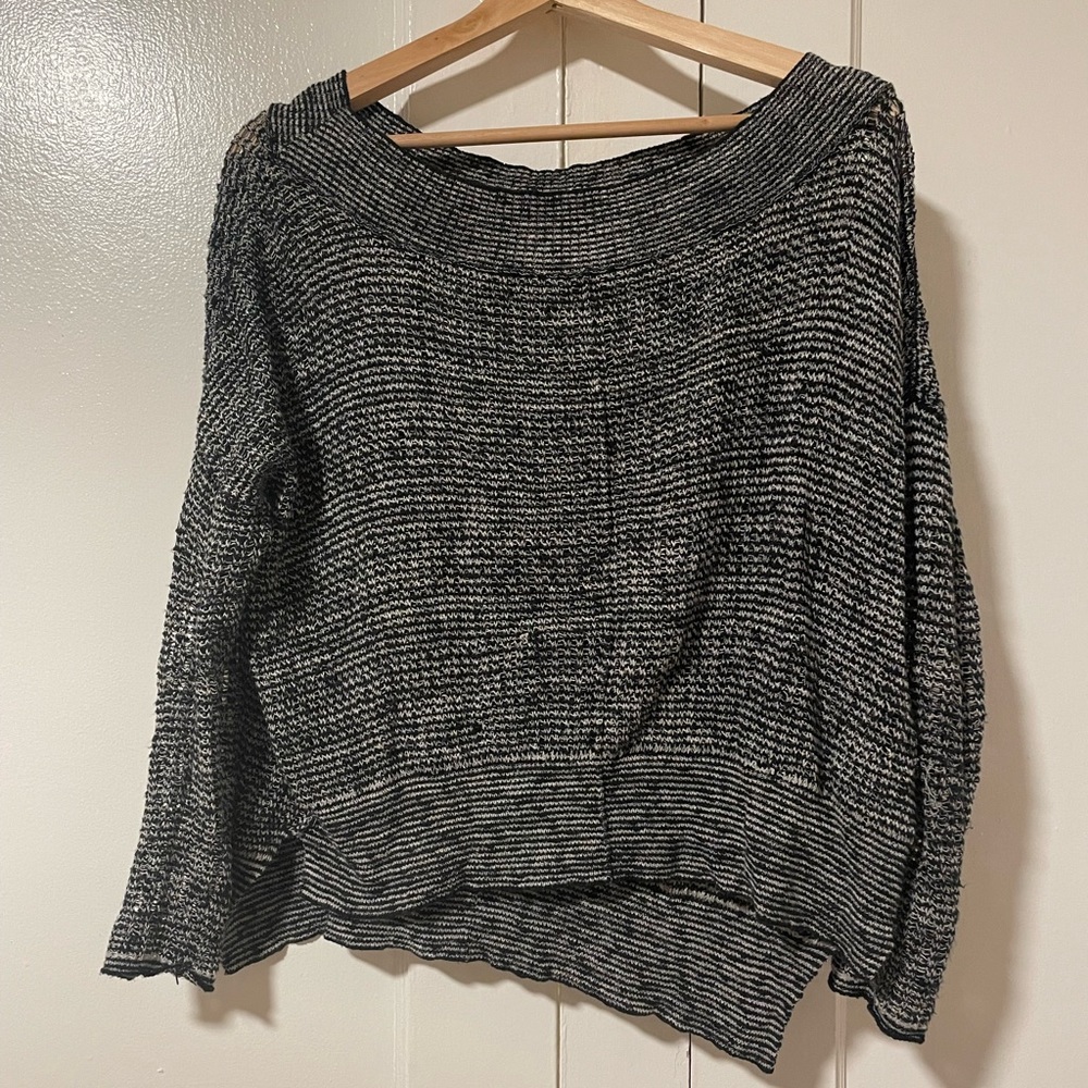 FREE PEOPLE: black and white off the shoulder sweater